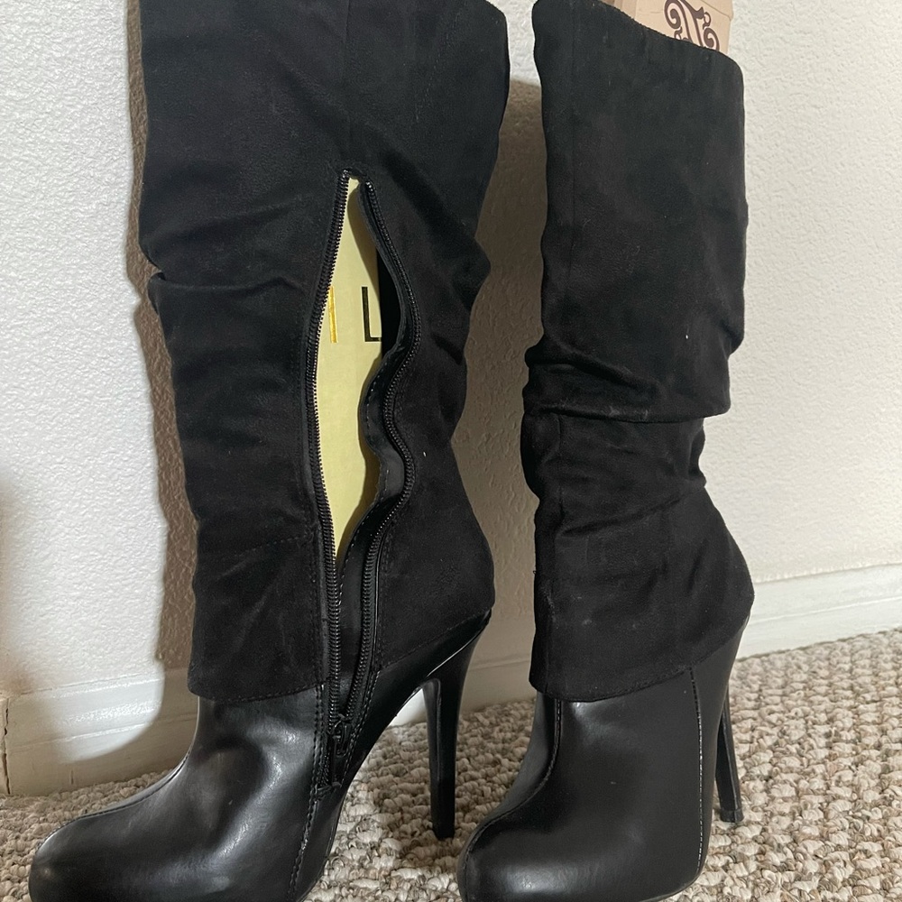 5 1/2 black heel boots